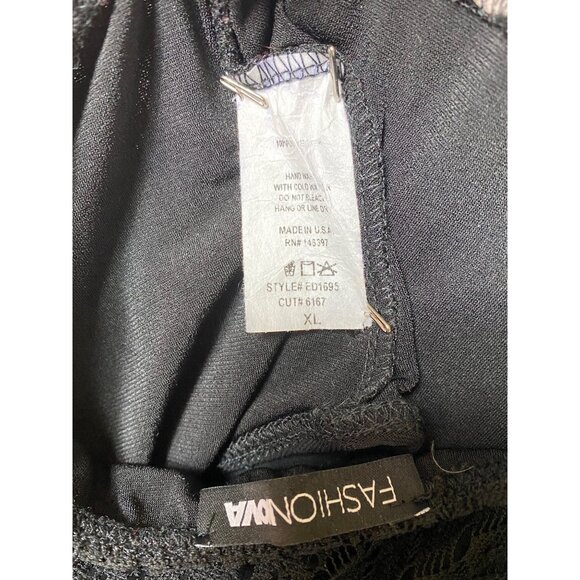 Fashion Nova Black Lace Midi Dress Spaghetti Straps Nude Lining  XL SEXY‎ Pinup - Picture 3 of 3